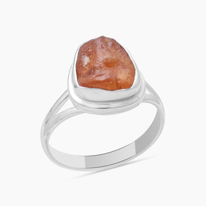 Raw Fanta Garnet Silver Rings