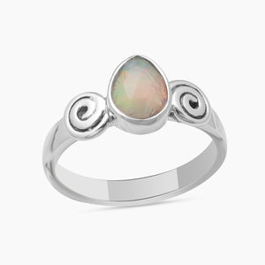Natural Ethiopian Opal Silver Rings