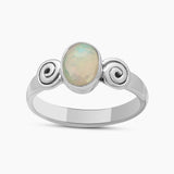 Natural Ethiopian Opal Silver Rings