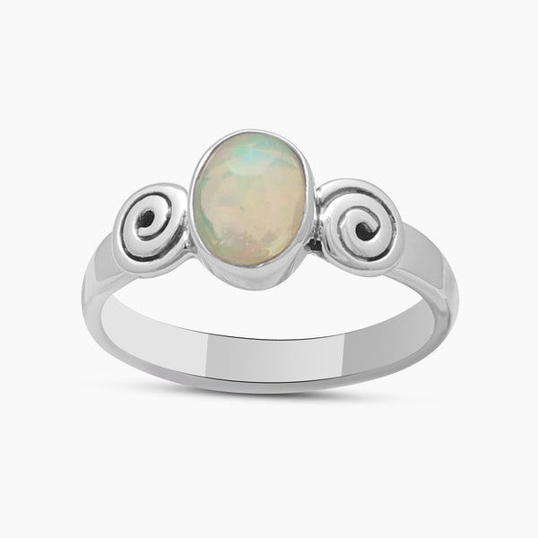 Natural Ethiopian Opal Silver Rings
