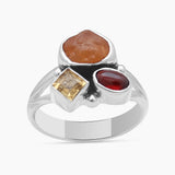 925 Sterling Silver Fanta Garnet Rings