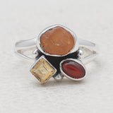 925 Sterling Silver Fanta Garnet Rings