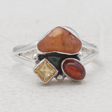 925 Sterling Silver Fanta Garnet Rings