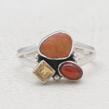 925 Sterling Silver Fanta Garnet Rings