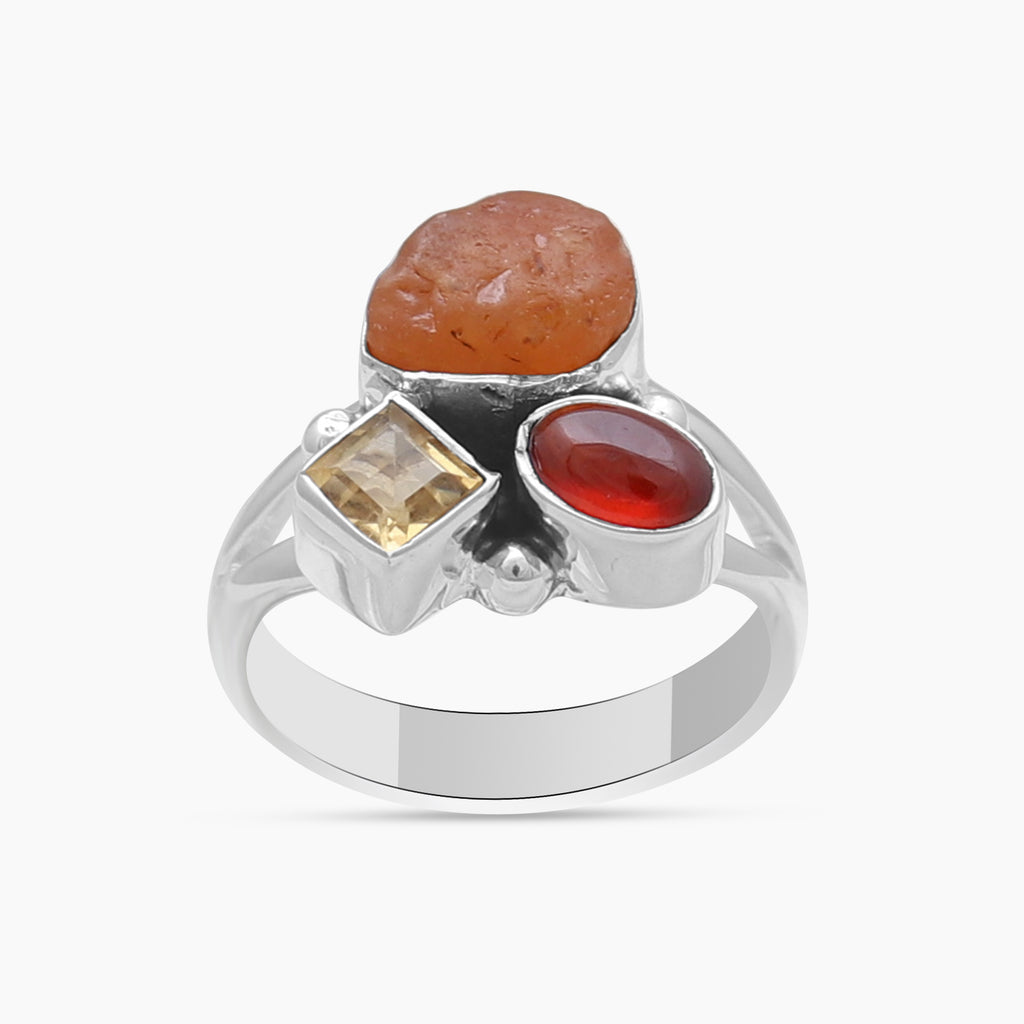 925 Sterling Silver Fanta Garnet Rings