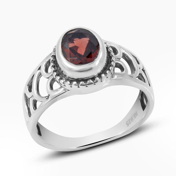 925 Sterling Silver Garnet Rings
