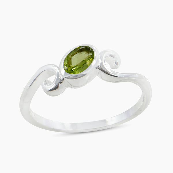 Peridot Birthstone Silver Rings