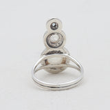 Rainbow Moonstone & Blue Topaz Silver Rings