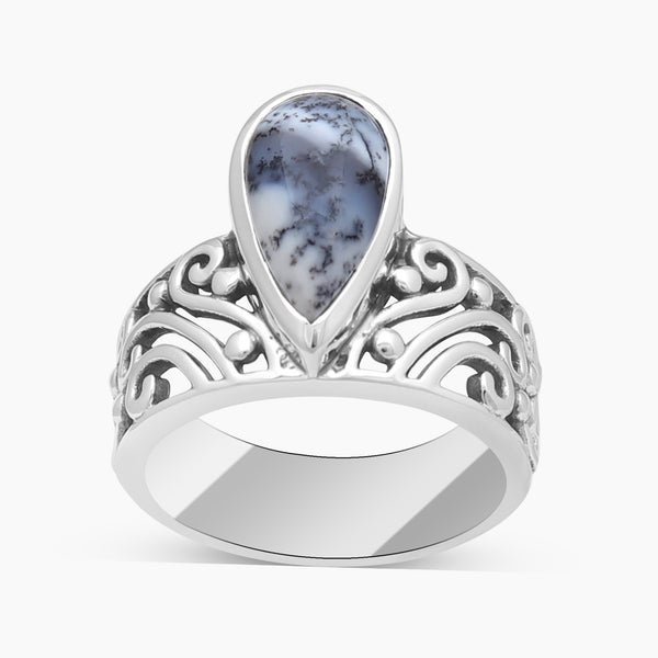 Dendritic Opal Silver Rings