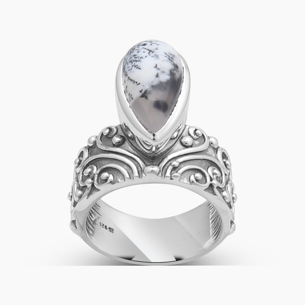 Dendritic Opal Silver Rings