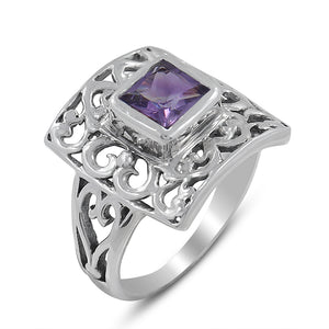 Amethyst Gemstone Silver Rings