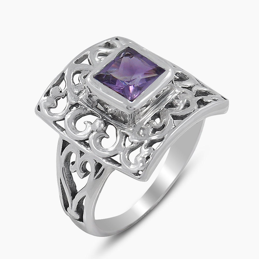 Amethyst Gemstone Silver Rings