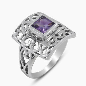 Amethyst Gemstone Silver Rings