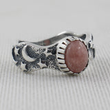 Rhodochrosite Silver Rings