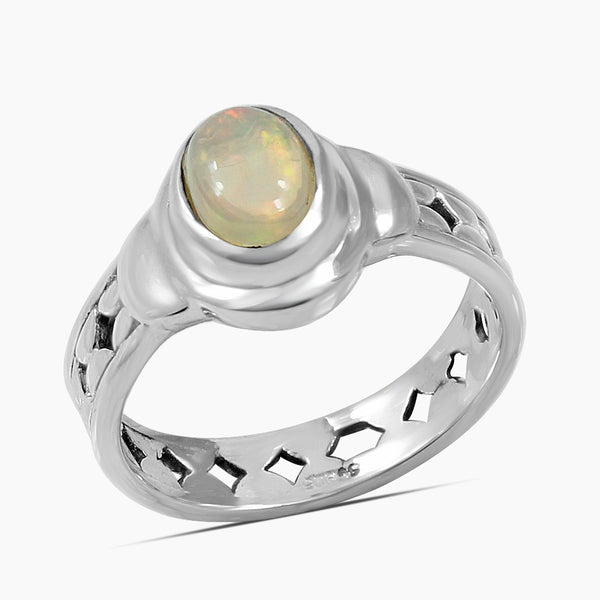 Natural Ethiopian Opal Silver Rings