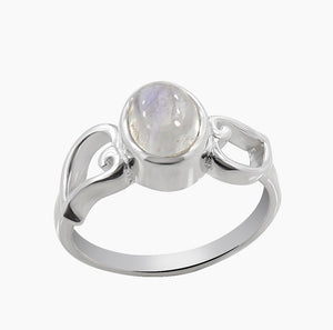 Rainbow Moonstone Silver Rings