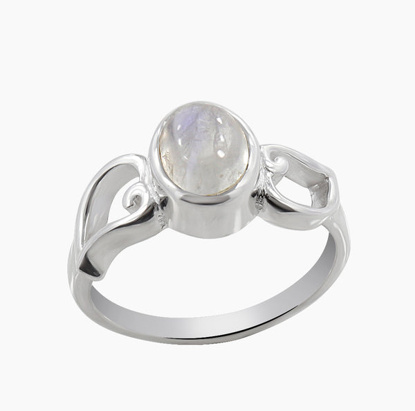 Rainbow Moonstone Silver Rings