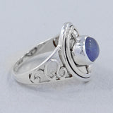 Tanzanite Cabochon Gemstone Designer Silver Ring