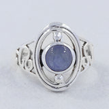 Tanzanite Cabochon Gemstone Designer Silver Ring