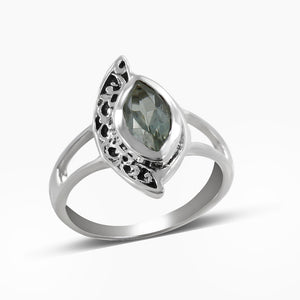 Natural Green Amethyst Silver Rings