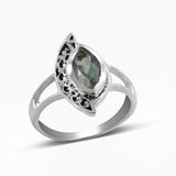 Natural Green Amethyst Silver Rings