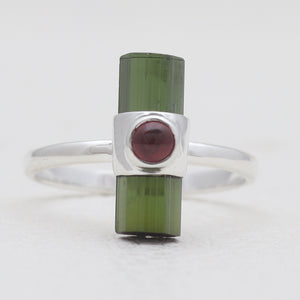 Green Tourmaline Silver Rings