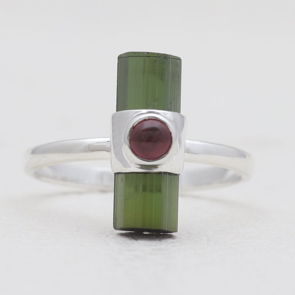 Green Tourmaline Silver Rings