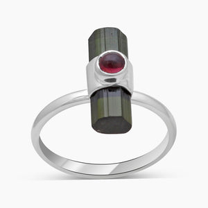 Green Tourmaline Silver Rings