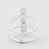 Blue Topaz 3-Stone Minimalist Silver Rings