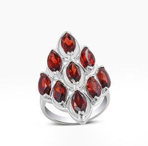 Natural Garnet Silver Rings