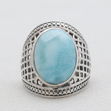 925 Sterling Silver Larimar Mens Rings
