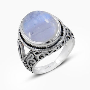 Rainbow Moonstone Silver Rings