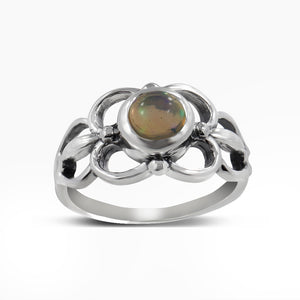 Natural Rainbow Moonstone Silver Rings