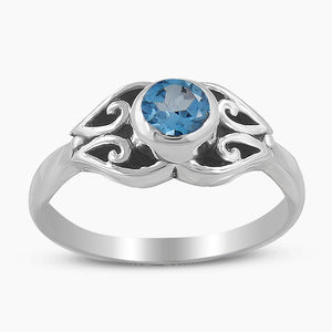 Natural Blue Topaz Silver Rings