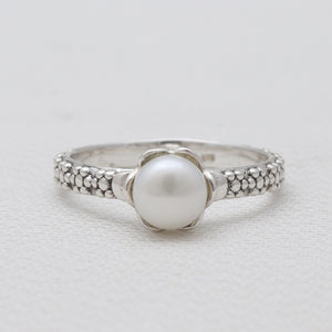 White Pearl Silver Designer Women Rings