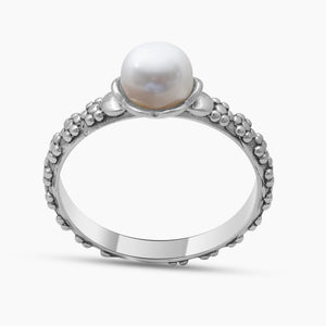 White Pearl Silver Designer Women Rings