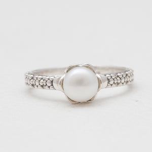 White Pearl Silver Designer Women Rings
