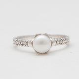 White Pearl Silver Designer Women Rings