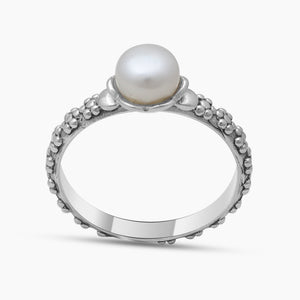 White Pearl Silver Designer Women Rings