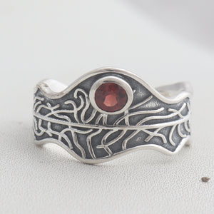 925 Sterling Silver Garnet Ring