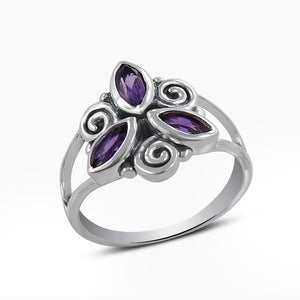 Natural Amethyst Silver Rings