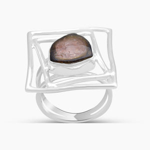 Watermelon Tourmaline Silver Rings