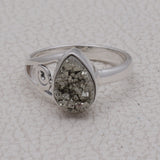 Pyrite Druzy Silver Rings