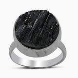 Raw Black Tourmaline Silver Rings