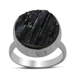 Raw Black Tourmaline Silver Rings