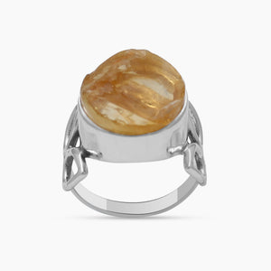 925 Sterling Silver Rough Citrine Rings