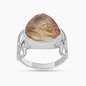 925 Sterling Silver Rough Citrine Rings