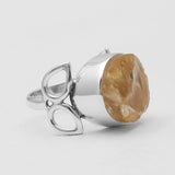 925 Sterling Silver Rough Citrine Rings