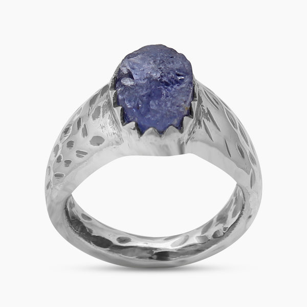 Rough Tanzanite Silver Rings