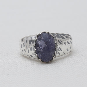 Rough Tanzanite Silver Rings